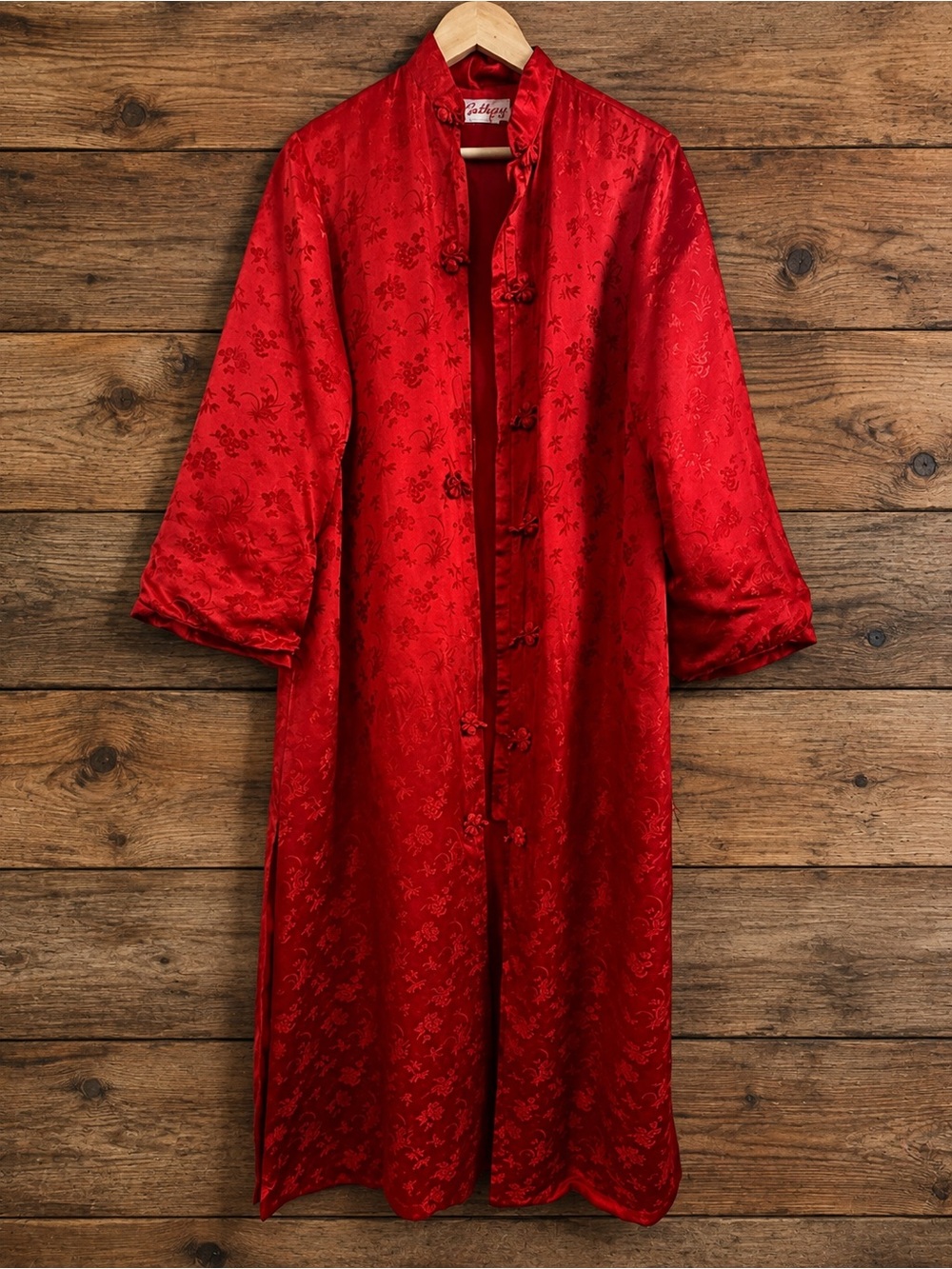 🏮 Vintage Cathay 100% Silk Chinese Duster Coat — XL